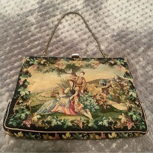 Petit Point Vintage European Victorian with Mother of Pearl closure